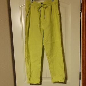 J. Crew Neon Green Elastic Waist Pants. Size 6 Inseam 25"